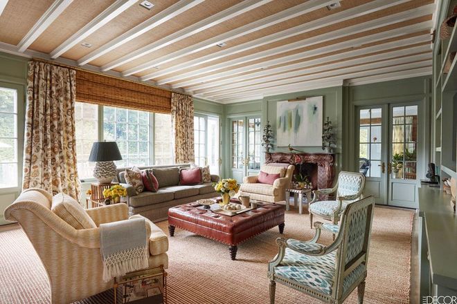 Taupe and earthy green create a calming vibe in an East Hampton summer home.
Similar to shown: Strong Neutral Tone by Farrow & Ball and Feathery Blue by Farrow & Ball. Photo: Thomas Loof