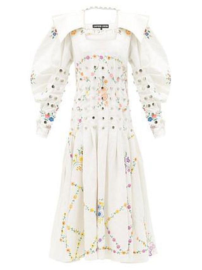 Studded recycled linen and cotton-blend dress by
Chopova Lowena 