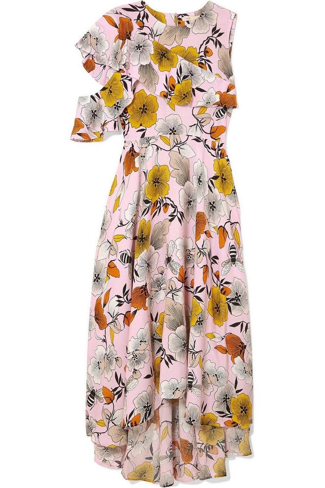 Going to meet granny? This floral printed crepe midi dress by Maje (around S$523, via Net-a-Porter) will have her telling you that you look lovely — just like Rachel.