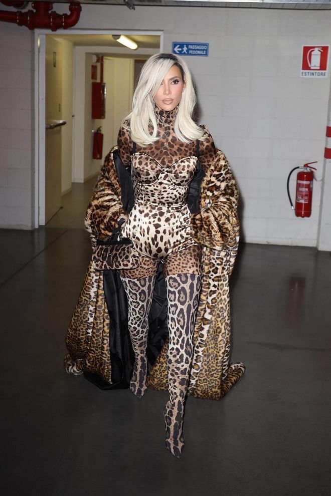 Kim Kardashian Is a Bombshell in Head-to-Toe Leopard Print