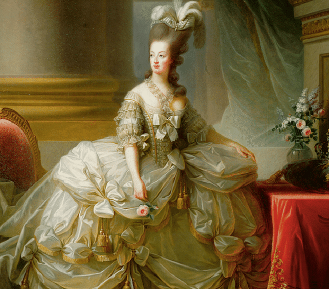Turns out Marie Antoinette's sumptuous wedding dress was made with incorrect measurements, and didn't fit her. Her shift was even visible from behind.

Apparently, the Duchess of Northumberleand said, "the corps of her robe was too small and left quite a broad stripe of lacing and shift quite visible, which had a bad effect between two broader stripes of diamonds. She really had quite a load of jewels."