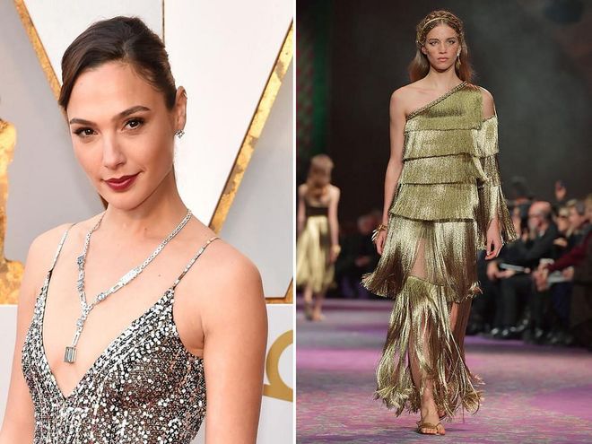 Wonder Woman's Gal Gadot will be on hand to present at this year's ceremony, where we think she should embrace the slinky and metallic trends she so often favours on the red carpet. This fun, tiered, fringed dress from Dior's most recent couture collection would therefore be a great fit.
