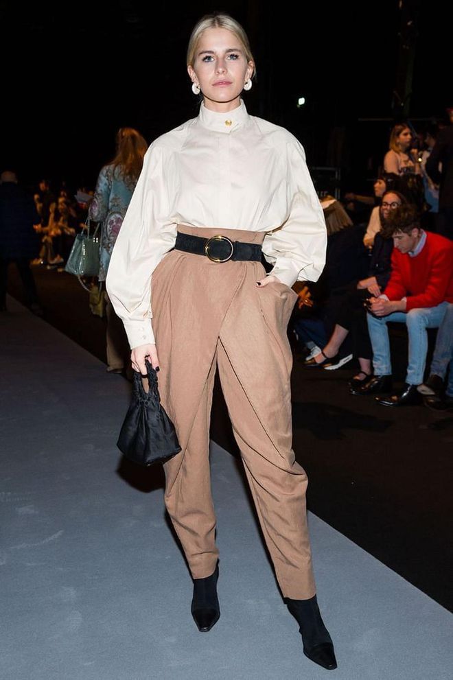 Caroline Daur played with silhouettes in a statement shirt and trousers.

Photo: David M. Benett / Getty