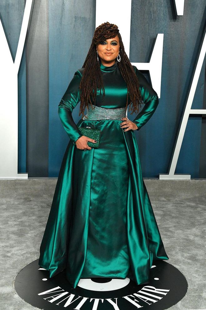 In an emerald-green gown. Photo: Getty
