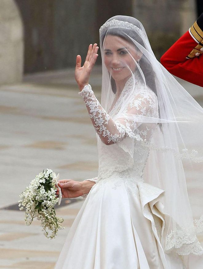 In a royal wedding custom dating back to Princess Victoria, royal brides typically carry at least one sprig of myrtle in their clutches. Myrtle symbolizes hope and love, and every royal bride, The Duchess of Cambridge included, has embraced the tradition of adding it into their bouquets—and Meghan will likely follow suit.
Photo: Getty