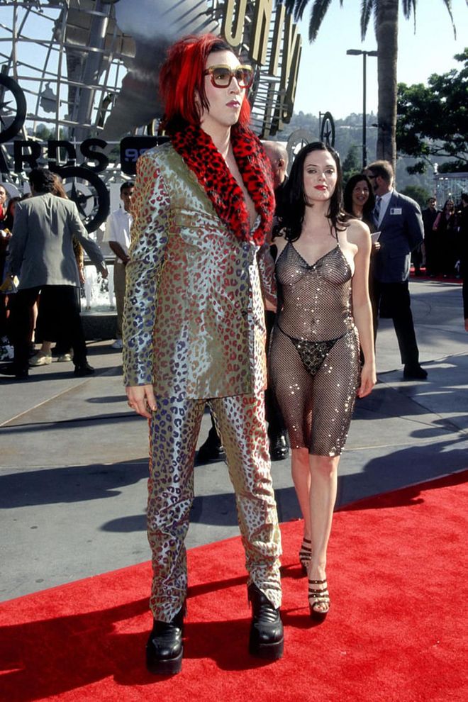 Jaws dropped when Rose McGowan arrived at the MTV VMAs in 1998 wearing a see-through beaded dress that exposed her bare breasts and butt (she was wearing a G-string, so some parts remained unseen).