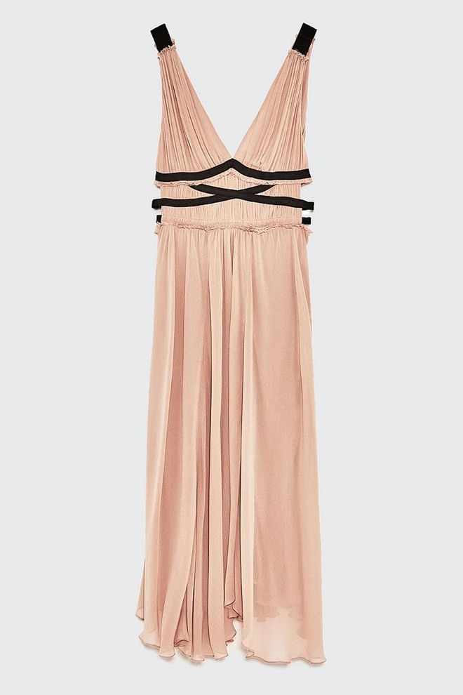 Tap into the ballet trend with a blush coloured floaty dress.