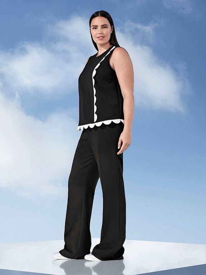 Women's Plus Black Twill Tank, $26, Women's Plus Black Twill Pants, $40. Photo: Target 