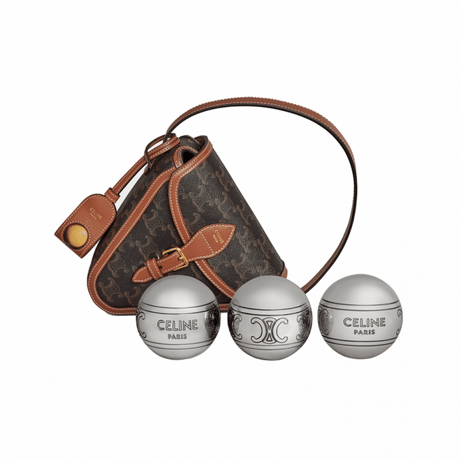 Triomphe canvas and calfskin petanque game, $2,150, Celine
