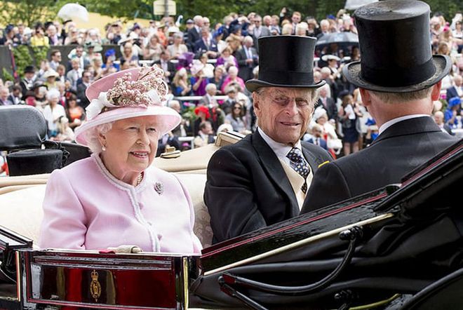 Queen Elizabeth II and Prince Philip at the Ascot Racecourse that hosts many of Britain's horse races.