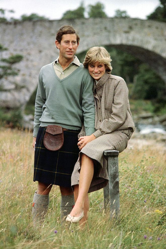 Prince Charles and Princess Diana by The River Dee in Wales during their honeymoon. Photo: Getty