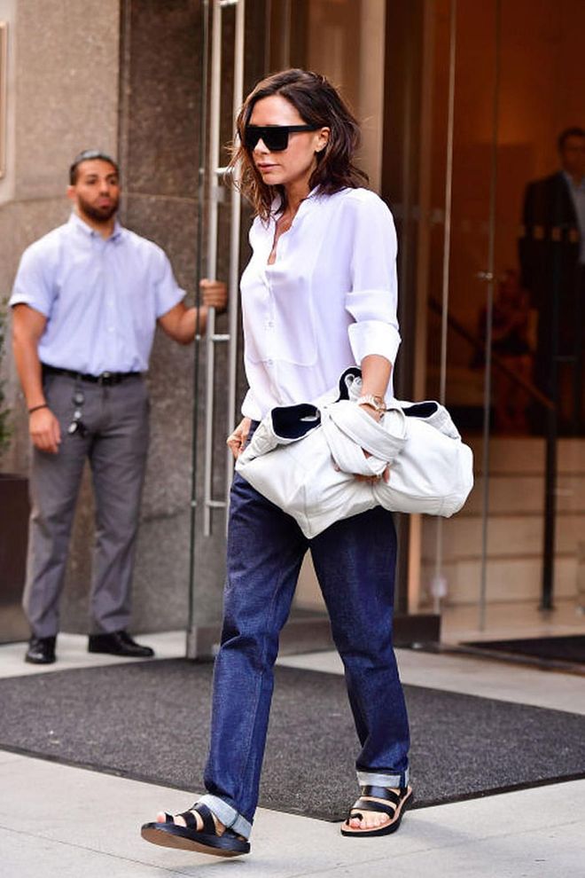 Once upon a time, Beckham was only ever pictured in towering heels. Now, the landscape has changed and she's big on leather sandals and box-fresh trainers. Expect to see a pair of chic flats in her Target range.