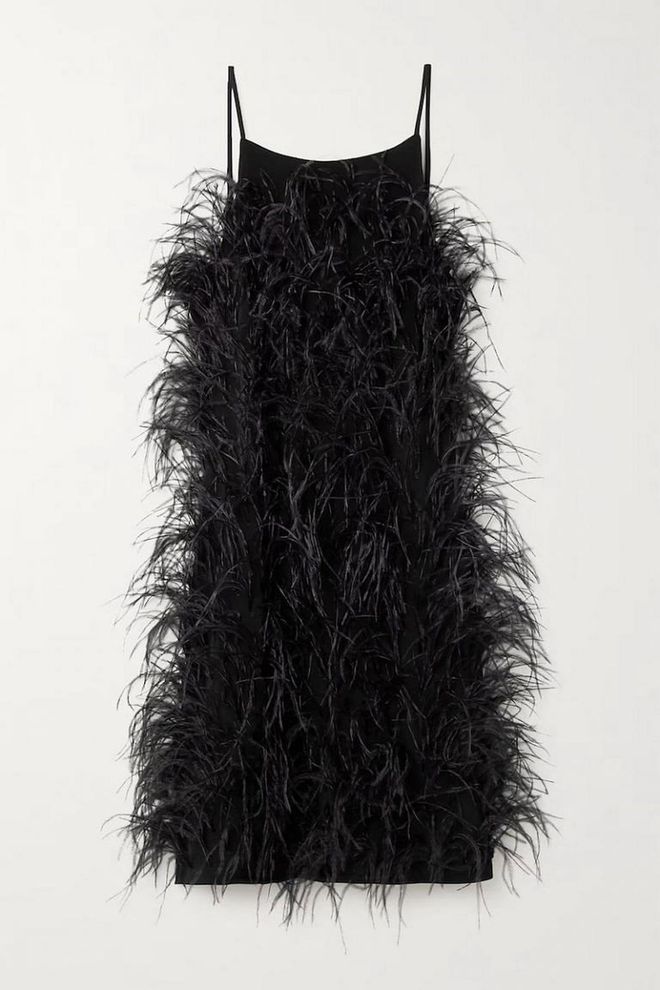 Feathered Stretch-Jersey Mini Dress, $702, Michael Michael Kors at Net-a-Porter
