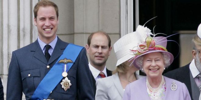 Prince William and Queen Elizabeth watch the Trooping the Colour together on the on the balcony of Buckingham Palace. Photo: Getty