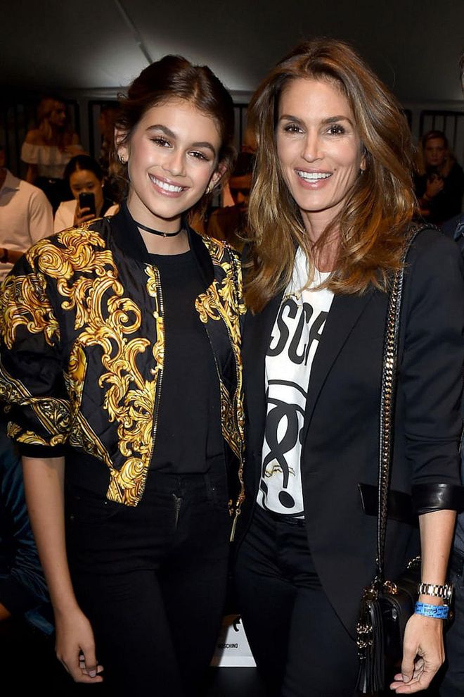 Also in attendance were Cindy Crawford and Kaia Gerber. The iconic supermodel and her rising star daughter showed up to support the designer, as well as their son/brother, Presley Gerber, who was making his runway debut. Photo: Getty