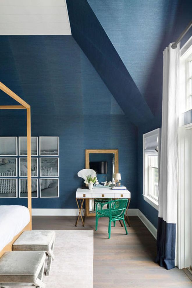 This Hamptons home proves that feeling blue doesn't have to be a bad thing. Intended to recall the colors of the ocean, the beachy shade used here highlights the home's high ceilings.
Similar to shown: Endless Sea by Sherwin-Williams. Photo: Donna Dotan