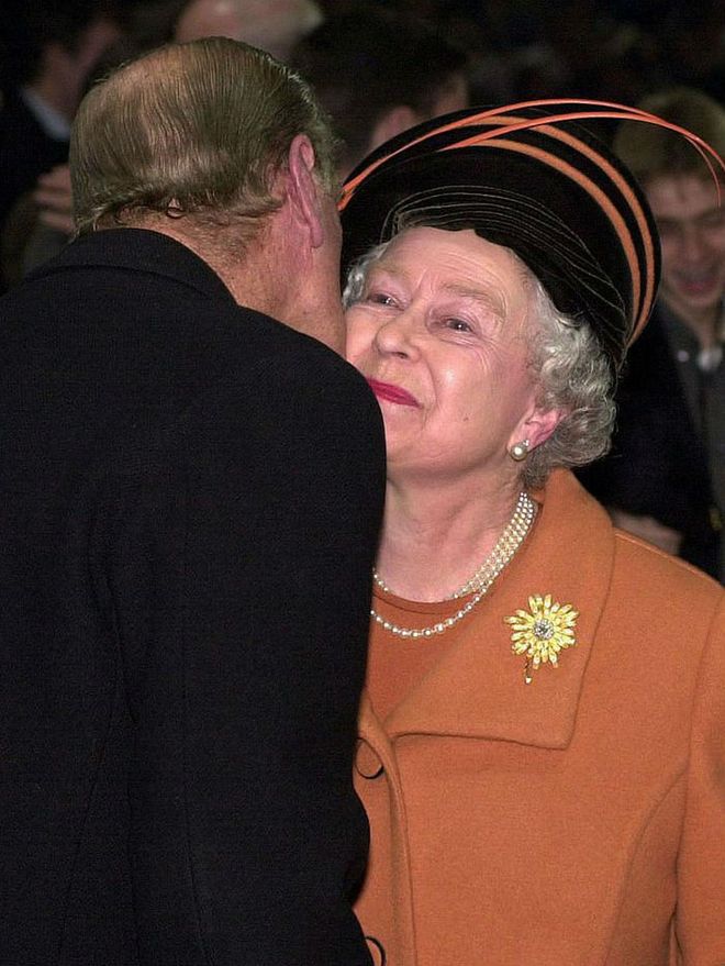 Queen Elizabeth and Prince Philip kiss on New Year’s Eve in December 1999.
Photo: Tim Graham Picture Library/Getty Images