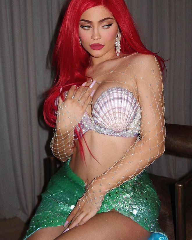 Kylie Jenner dressed as a very sexy, very grown up Ariel from The Little Mermaid.