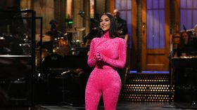 Host Kim Kardashian West during the monologue on Saturday Night Live (Photo: Rosalind O'Connor/Getty Images)