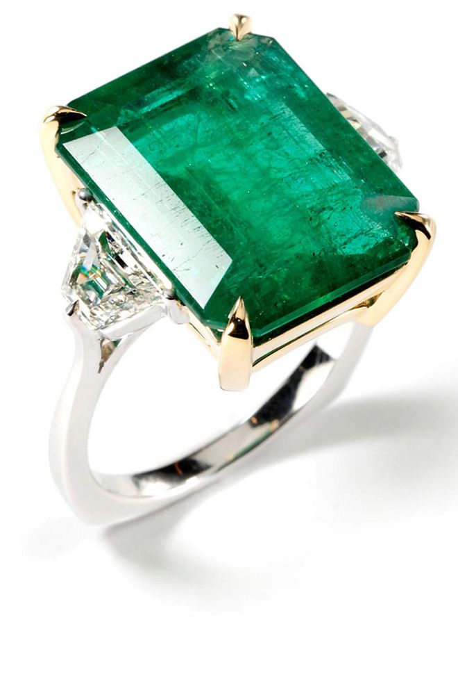 Emerald and diamond ring, price upon request, aravartanian.com.

