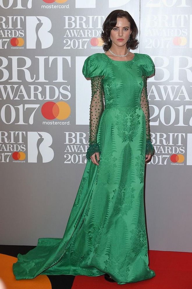 Eliza Cummings opted for a demure floor-length dress in green. Photo: Getty