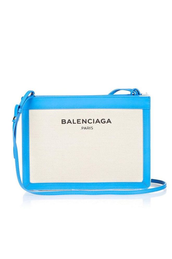 The canvas bag received a high-fashion makeover this season, courtesy of Balenciaga. Canvas logo shoulder bag, £455