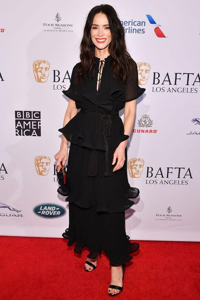 Abigail Spencer wore a black tiered dress.

Photo: Amy Sussman / Getty