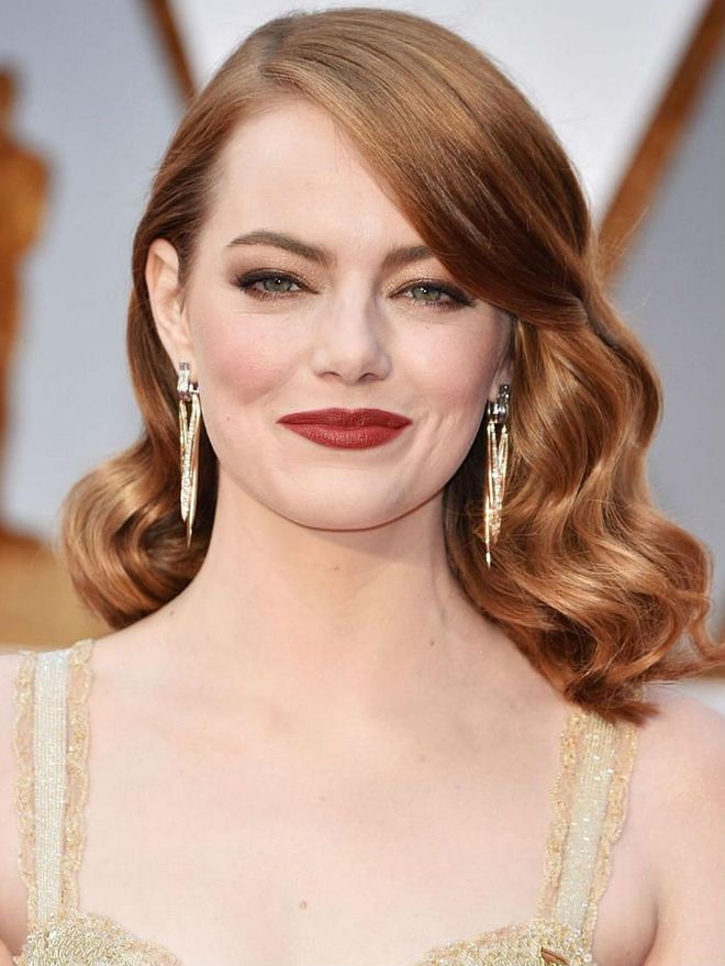 Emma Stone's beautiful brick-red Nars lipstick brought her good luck at the Oscars, where she won Best Actress for her role in La La Land.