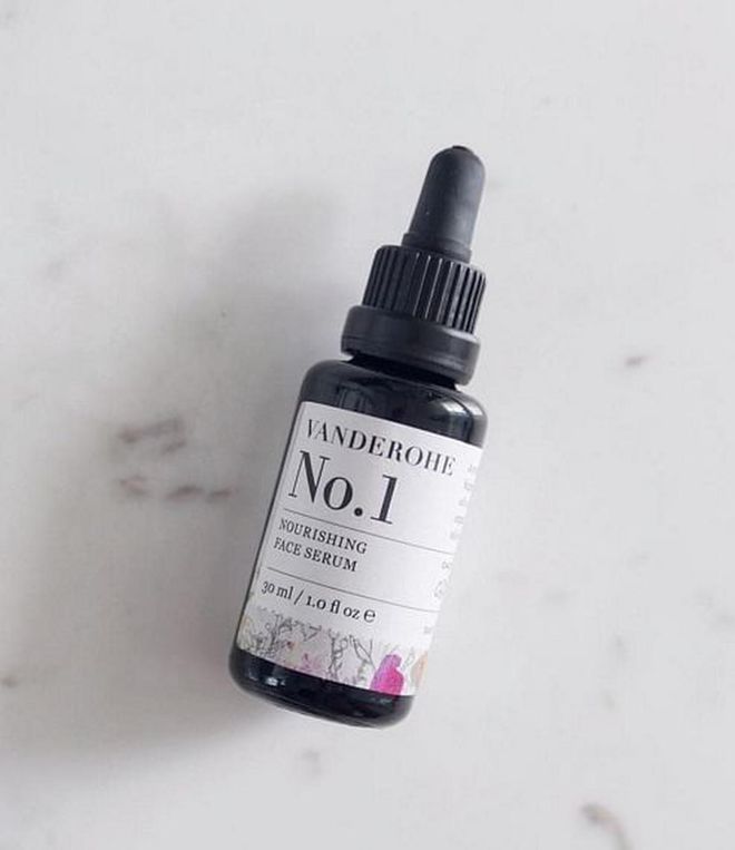 Niche organic brand Vanderohe uses food-grade botanical oils 
for their pure, efficacious quality. Its No. 1 Nourishing Face Serum uses certified-organic plant oils to support cell regeneration and calm irritation. 