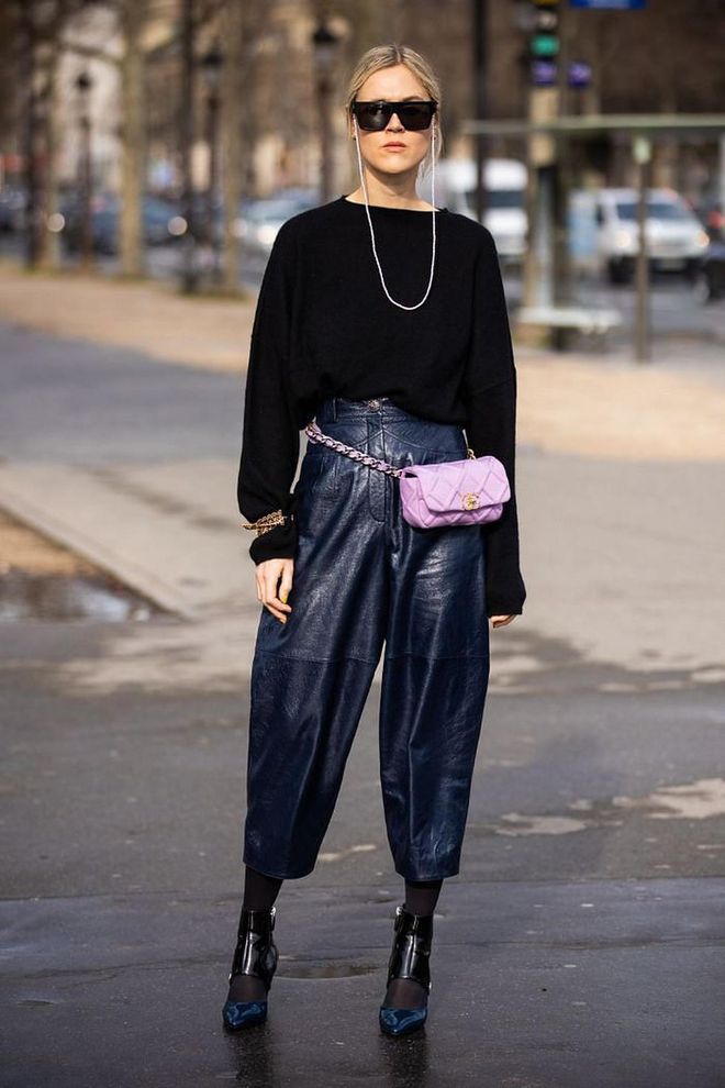 For those looking for a more practical style, opt into the mini-bag trend and try a smaller belt bag with a classic silhouette that goes with everything.

Photo: Claudio Lavenia / Getty