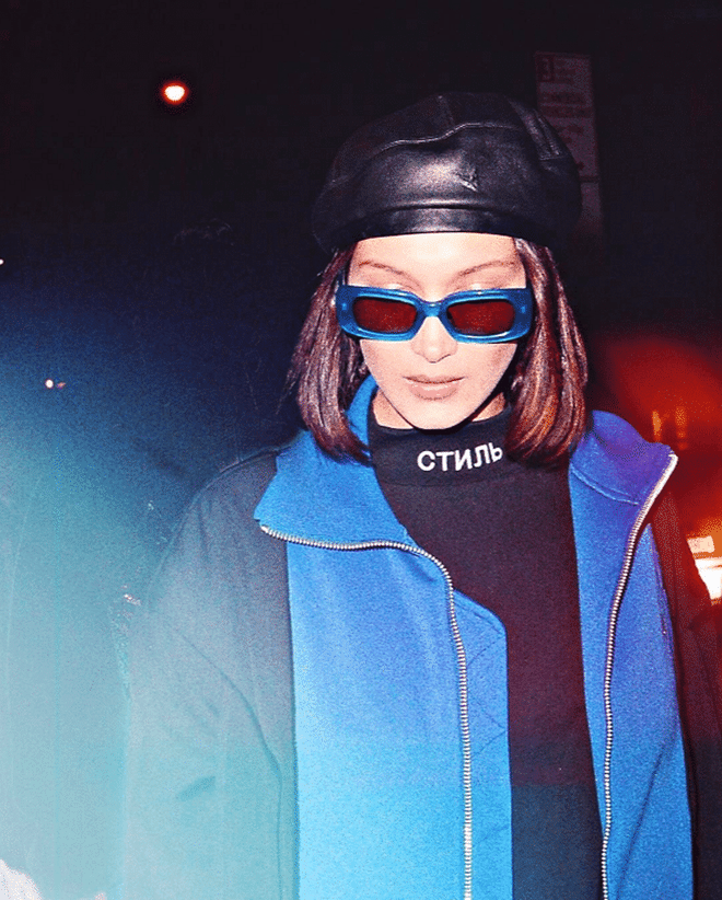 Pair it with something edgy - like a leather beret. Photo: @bellahadid 
