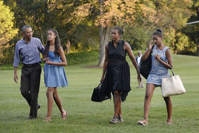 The Obamas return to The White House after vacationing in Martha's Vineyard. Photo: Getty