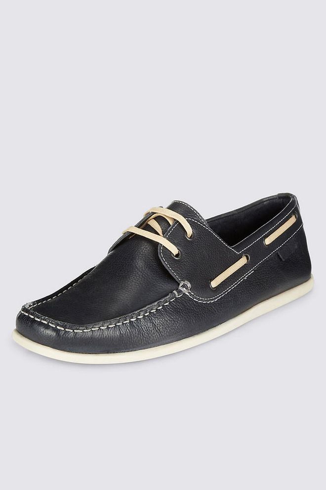 Leather Square Toe Boat Shoes, $169.90