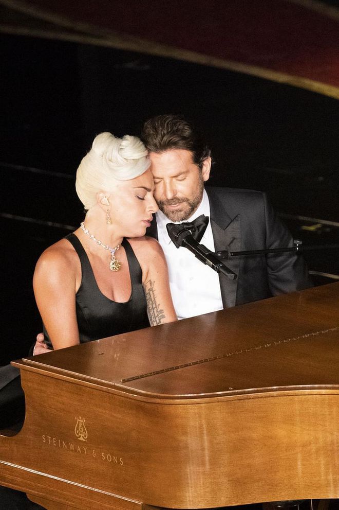 Gaga performing with Bradley Cooper at the 2019 Oscars.
Photo: Getty
