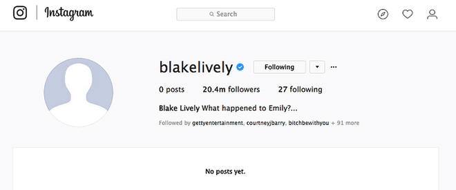 Blake Lively Delete Instagram