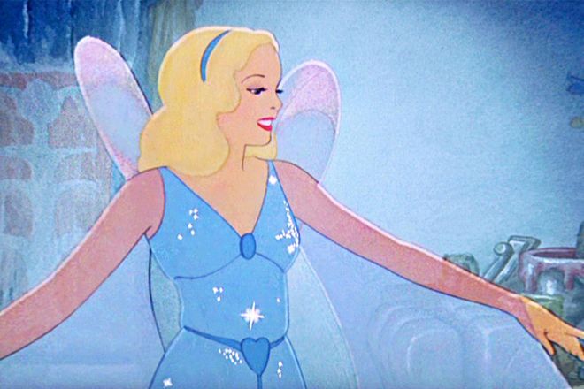 Swathed in sparkling layers of pale blue, the Blue Fairy is the spirit who takes pity on lonely Geppetto and brings his wooden puppet to life. While she serves at the moral core of the film alongside Jiminy Cricket, Disney’s elegant enchantress wasn’t always so demure: unaccustomed to a female form rendered so realistically in 2D, story artists watching rough cuts of Pinocchio reportedly greeted her first appearance on screen with wolf-whistles. 
Image: Pinterest