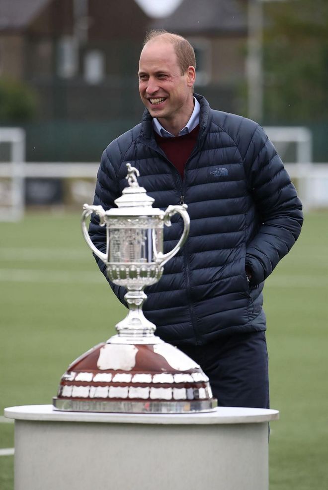 Posing next to the Scottish Cup during a visit to Spartans FC's Ainslie Park Stadium on May 21, 2021 in Edinburgh, Scotland. (Photo: Getty Images)