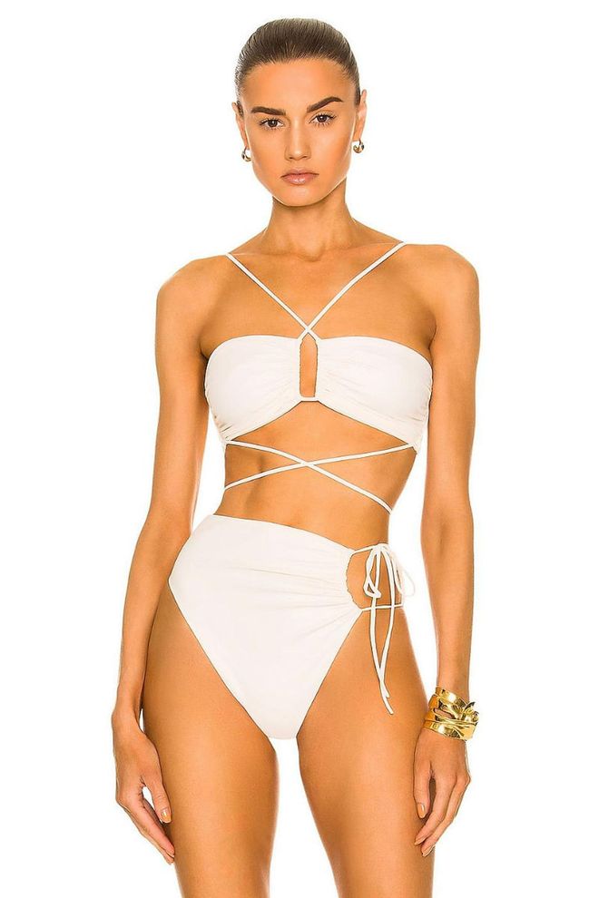  Amalfi Sarong $52 AT MONDAYSWIMWEAR.COM Wrap Tie Bikini Top Magda Butrym Wrap Tie Bikini Top