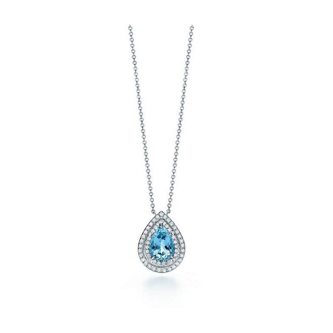 Tiffany & Co. Aquamarine and Diamond Pendant.