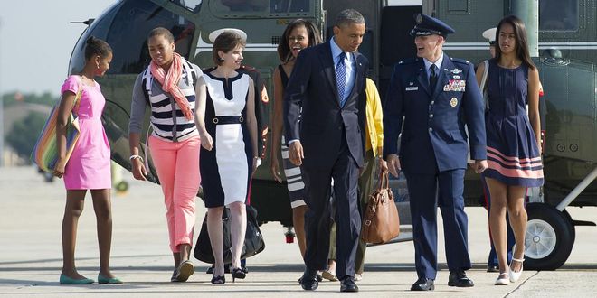 At Andrews Air Force Base before departing to Senegal, South Africa. Photo: Getty
