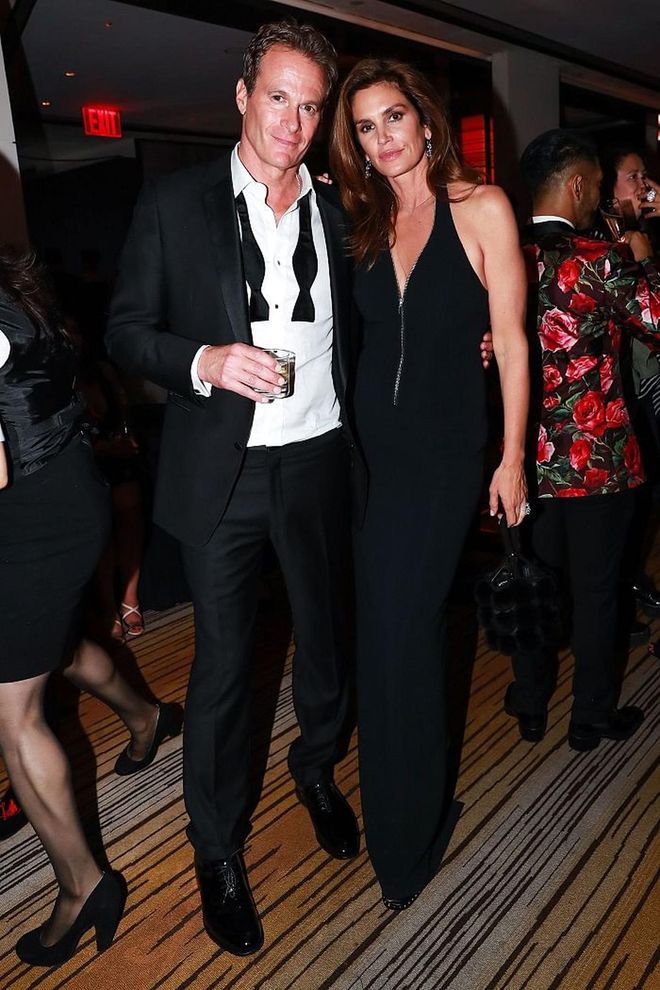 Rande Gerber and Cindy Crawford in Versace
