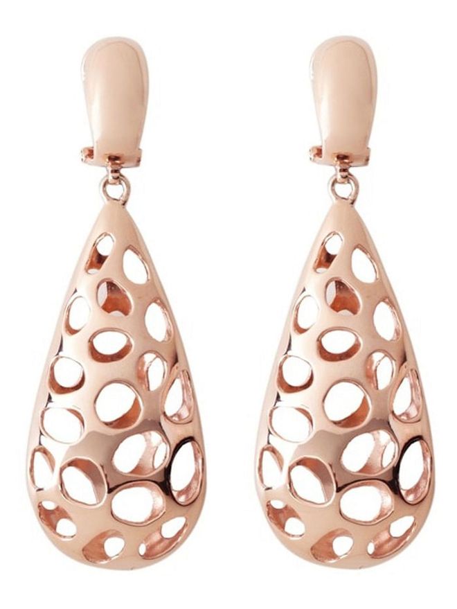 Singapore Jeweller Designer Marilyn Tan's rose gold plated drop clip Bronze Light earrings