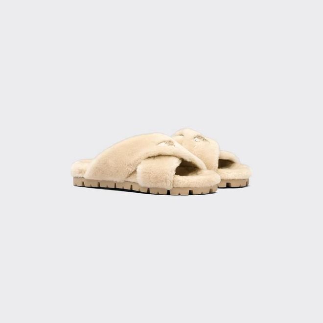 Shearling Sandals, $1,580, Prada