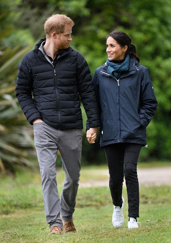 The Duchess explored the New Zealand picturesque landscape wearing an official QEII National Trust waterproof jacket, J.Crew denim jeans and Muck Boots. 