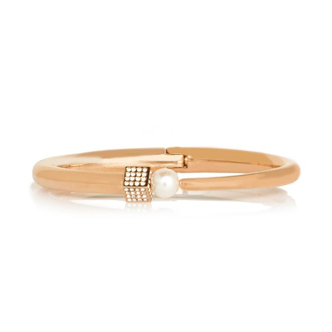 Vita Fede Rose Gold Dipped Eclipse Cubo Crystal and Pearl Bracelet, $780