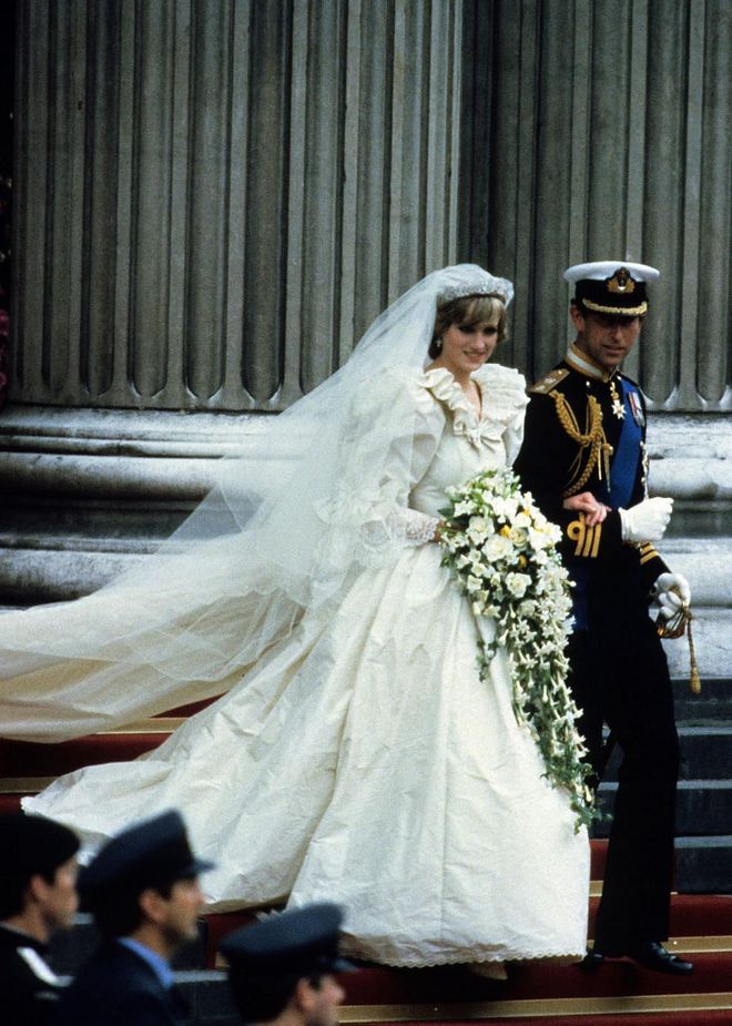 Diana broke barriers (and started a tradition) when she omitted the tradition of saying she would "obey" her husband in her vows from the Book of Common Prayer. Instead, she promised to ''love him, comfort him, honor and keep him, in sickness and in health.'' Both Kate Middleton and Meghan Markle followed suit and kept "obey" out of their vows during their wedding ceremonies.
Photo: Getty