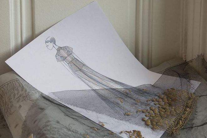 A sketch of the gown by Maria Grazia Chiuri.