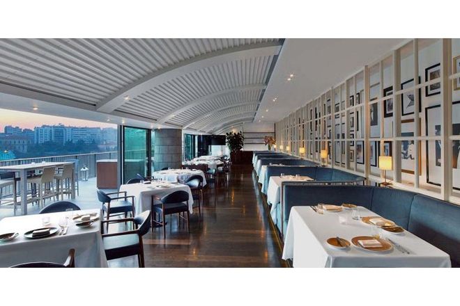 Wolfgang Puck's Spago restaurant in Istanbul is located at the top of the St. Regis hotel. The floor-to-ceiling glass walls offer views of the historic city with a traditional menu serving dishes like hand-cut tortellini and a roasted baby beet salad. Photo: Spago Restaurant
