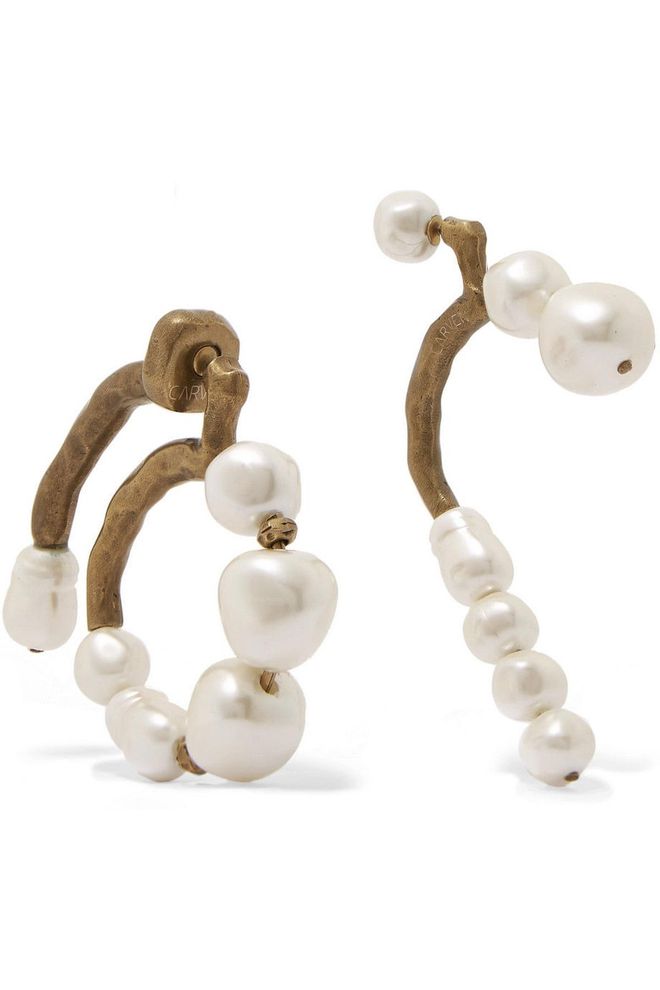Gold-tone faux pearl earrings, S$212
