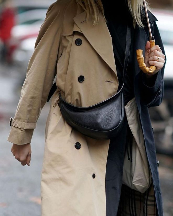 For more storage, try a slouchy silhouette with a deep pouch pocket, which can also be worn slung across the body.

Photo: Edward Berthlot / Getty